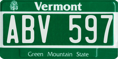 VT license plate ABV597