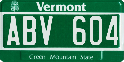 VT license plate ABV604