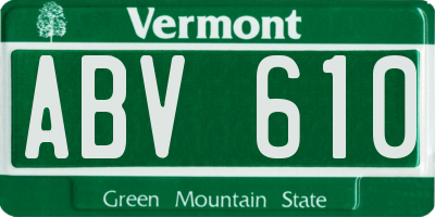 VT license plate ABV610