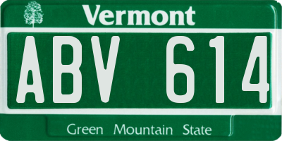 VT license plate ABV614