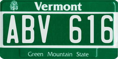 VT license plate ABV616