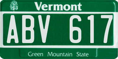 VT license plate ABV617