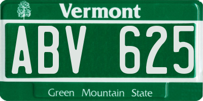 VT license plate ABV625