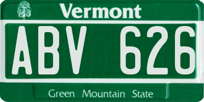 VT license plate ABV626