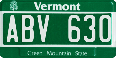 VT license plate ABV630