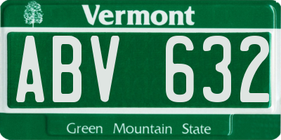 VT license plate ABV632