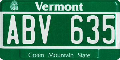 VT license plate ABV635
