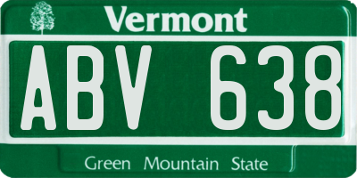 VT license plate ABV638