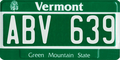 VT license plate ABV639