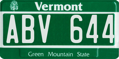 VT license plate ABV644