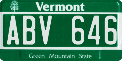VT license plate ABV646