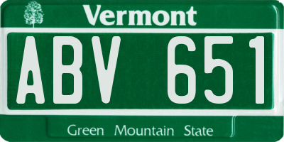VT license plate ABV651