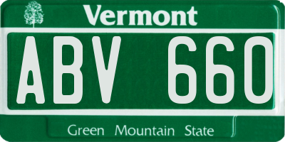 VT license plate ABV660