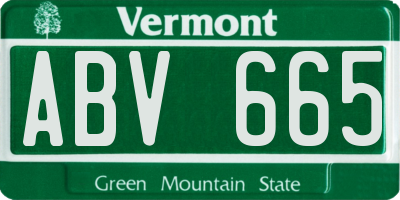 VT license plate ABV665