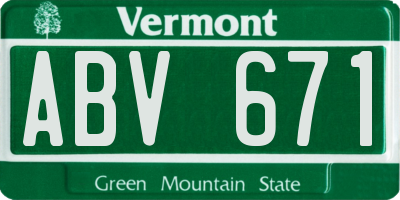 VT license plate ABV671