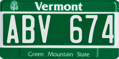 VT license plate ABV674