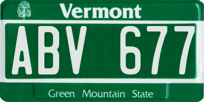 VT license plate ABV677