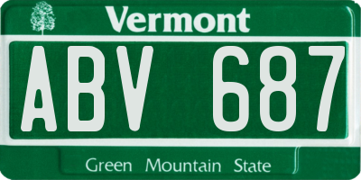 VT license plate ABV687
