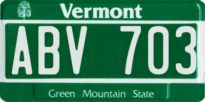 VT license plate ABV703