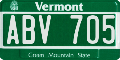 VT license plate ABV705