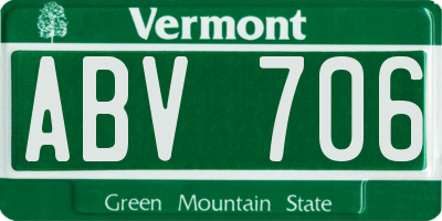 VT license plate ABV706
