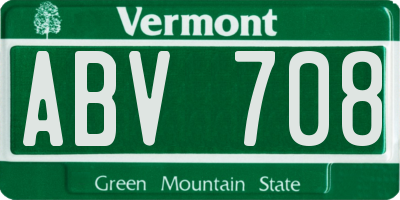 VT license plate ABV708