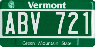 VT license plate ABV721