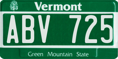 VT license plate ABV725