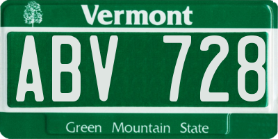 VT license plate ABV728