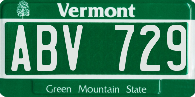 VT license plate ABV729