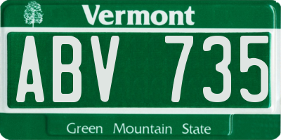 VT license plate ABV735