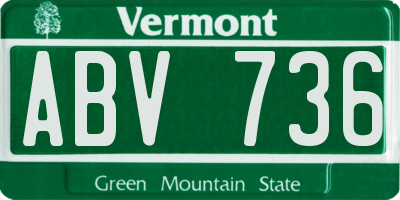 VT license plate ABV736