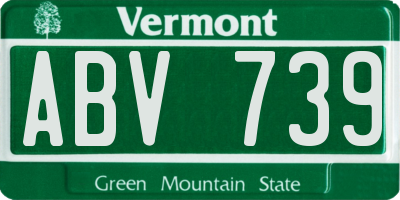 VT license plate ABV739