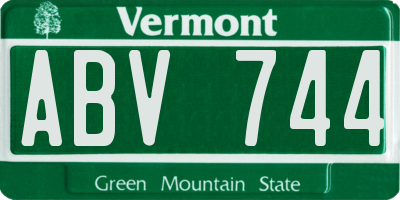 VT license plate ABV744
