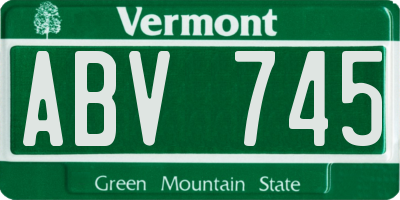 VT license plate ABV745