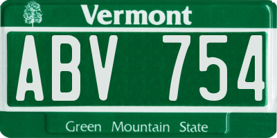 VT license plate ABV754