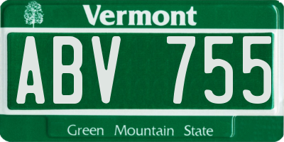 VT license plate ABV755