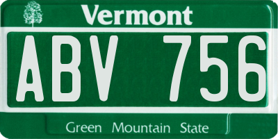 VT license plate ABV756