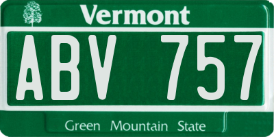 VT license plate ABV757