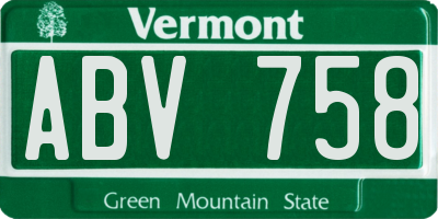 VT license plate ABV758