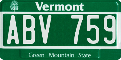 VT license plate ABV759