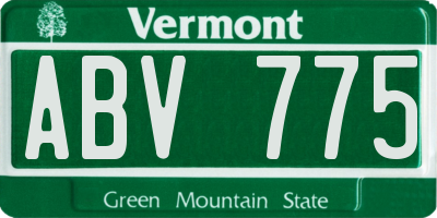 VT license plate ABV775