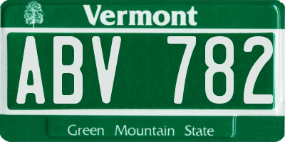 VT license plate ABV782