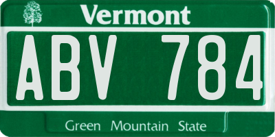 VT license plate ABV784