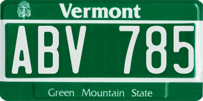 VT license plate ABV785