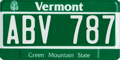 VT license plate ABV787