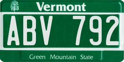 VT license plate ABV792