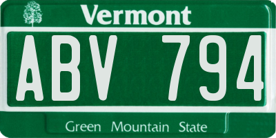 VT license plate ABV794
