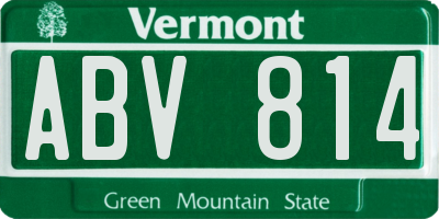 VT license plate ABV814