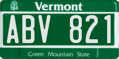 VT license plate ABV821